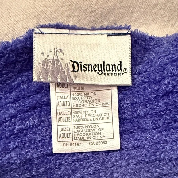 Disneyland Mickey Mouse Scarf Purple w/ Pink Sparkle Embroidery - Picture 2 of 3